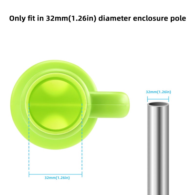 ZIZILAND 1.26" Diameter Trampoline Enclosure Pole Cap for Net Hook, 6 Pieces, Green, Only Fit in 32mm(1.26in) Diameter Trampoline Pole - Image 4